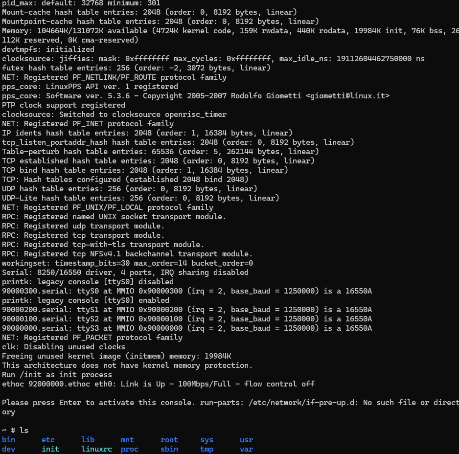 output generated by QEMU during bootup